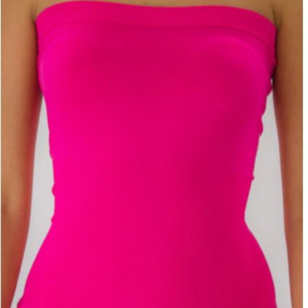 Strapless Tube Top Basic Layering Ribbed Stretch T - Picture 4 of 8